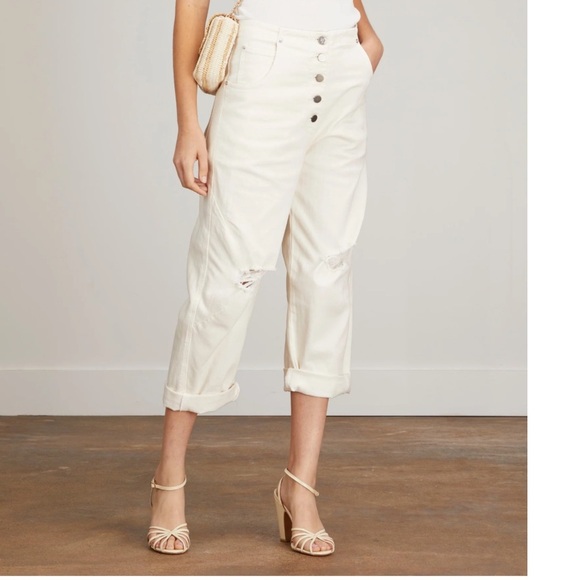 RACHEL COMEY Wilkes Pant Dirty White Distressed Designer Casual Women’s 12 - Picture 1 of 16
